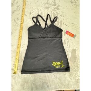 Brazil Butt Lift Tank Women's Medium Cami Top Strappy Black BBL Gym Workout